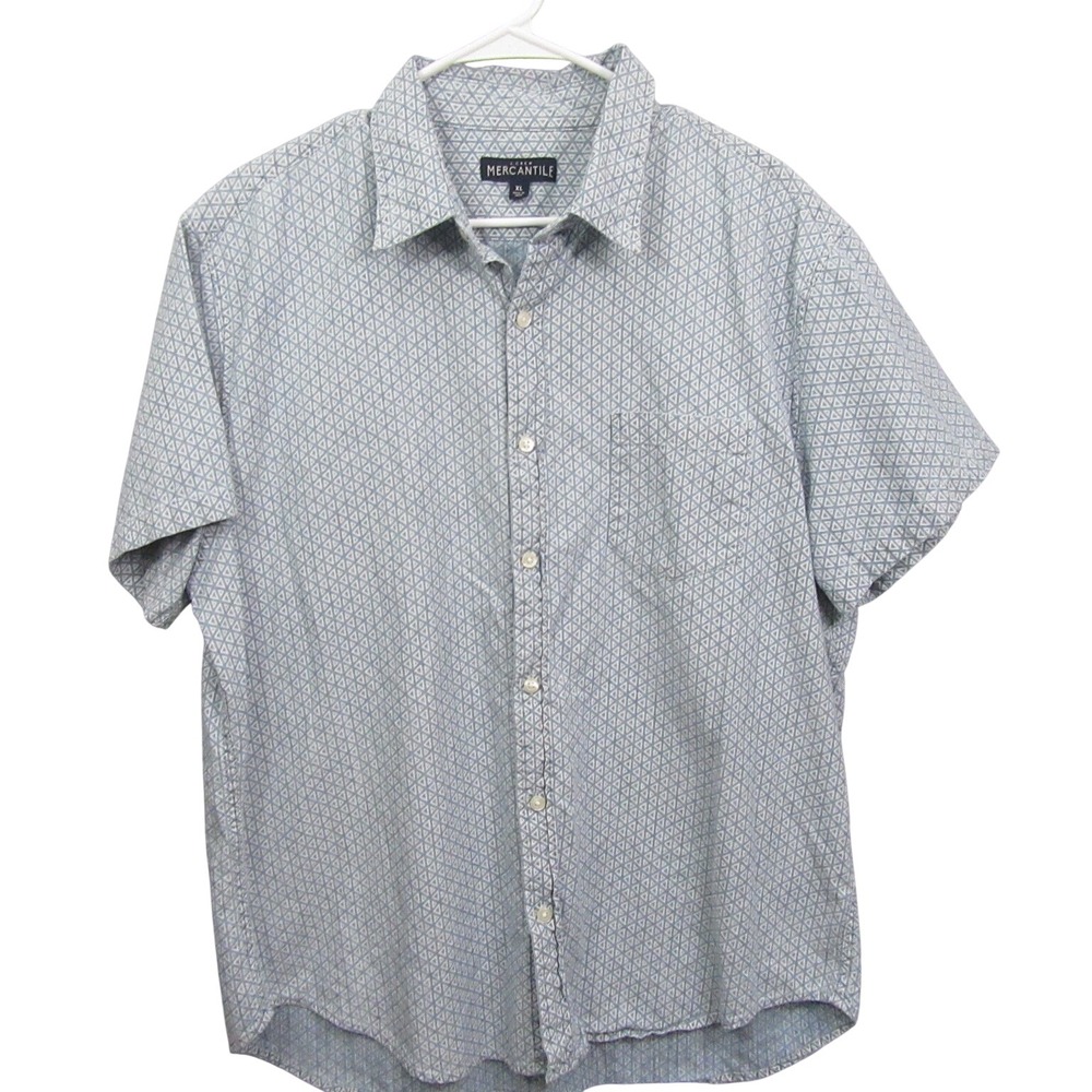 J Crew Mens Button Up Shirt XL Blue‎ Short Sleeve Geometric Mercantile